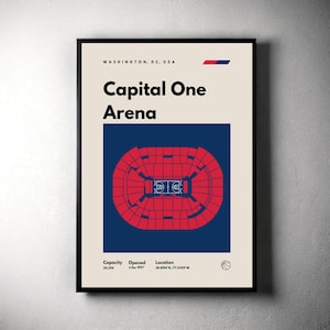 Washington Wizards Poster, Capital One Arena Print, Mid Century Modern Basketball Poster, Sports Bedroom Posters, Minimalist Office Wall Art