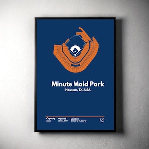 Houston Astros Poster, Minute Maid Park Stadium Print, Mid Century Modern Baseball Poster, Sport Bedroom Posters, Minimalist Office Wall Art