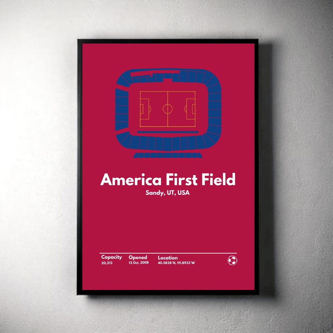 America First Field Soccer Stadium Print: Minimalist Mid-century Modern ...