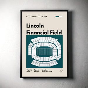 Philadelphia Eagles Poster, Lincoln Financial Field Stadium Print, Mid Century Modern Football Art, Bedroom Art, Minimalist Office Wall Art