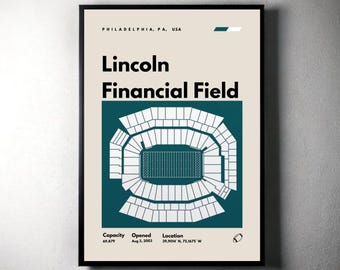 Philadelphia Eagles Poster, Lincoln Financial Field Stadium Print, Mid Century Modern Football Art, Bedroom Art, Minimalist Office Wall Art