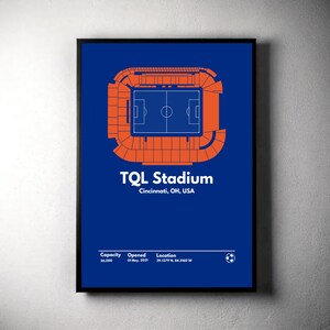 FC Cincinnati Poster, TQL Stadium Print, Mid Century Modern Soccer Poster, Football Bedroom Posters, Minimalist Office Wall Art
