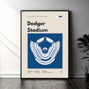 LA Dodgers Poster, Los Angeles Dodger Stadium Print, Mid Century Modern Baseball Poster, Sports Bedroom Posters, Minimalist Office Wall Art