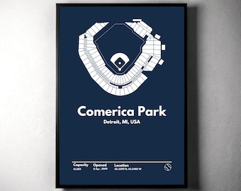 Detroit Tigers - Comerica Park Stadium - Minimalist Baseball Poster (Digital Download)