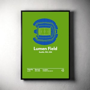 Seattle Sounders Poster, Lumen Field Print, Mid Century Modern Soccer Wall Art, Sport Bedroom Poster, Minimalist Office Art, Sports Fan Gift