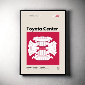 Toyota Center, Houston Rockets, Minimalist Basketball Poster (Digital Download)