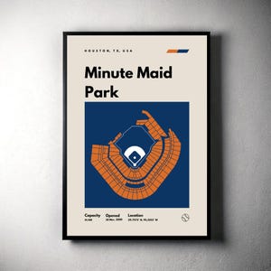 Houston Astros Poster, Minute Maid Park Stadium Print, Mid Century Modern Baseball Poster, Sport Bedroom Posters, Minimalist Office Wall Art