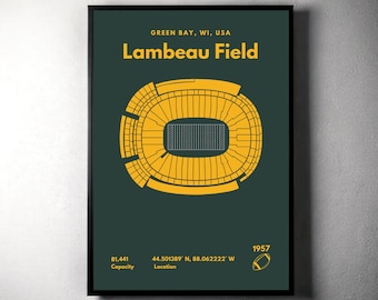 Lambeau Field Stadium Print: Mid Century Modern Green Bay Packers Art (Digital Download)