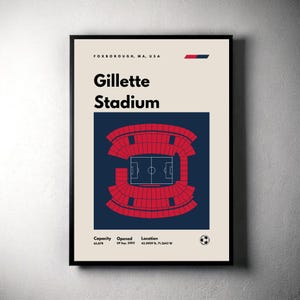 Gillette Stadium Print: New England Revolution, Mid-Century Modern (Digital Download)