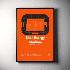 Houston Dynamo Poster, Shell Energy Stadium Print, Mid Century Modern Soccer Poster, Football Bedroom Posters, Minimalist Office Wall Art