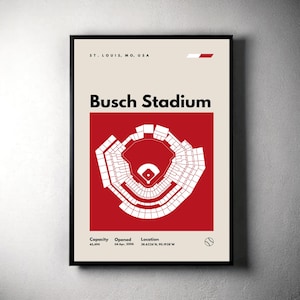 St. Louis Cardinals Poster, Busch Stadium Print, Mid Century Modern Baseball Poster, Sports Bedroom Posters, Minimalist Office Wall Art