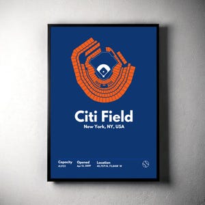 Citi Field - New York Mets - Mid Century Modern Baseball Print (Digital Download)