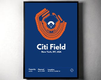 Citi Field - New York Mets - Mid Century Modern Baseball Print (Digital Download)