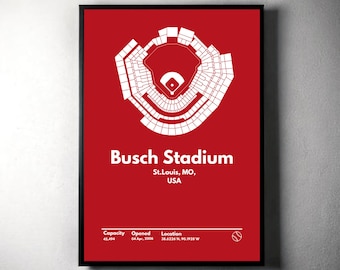 St. Louis Cardinals-affisch: Minimalistisk konst på Busch Stadium (digital nedladdning)