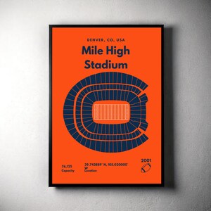 Denver Broncos - Mile High Stadium - Minimalist Football Poster (Digital Download)