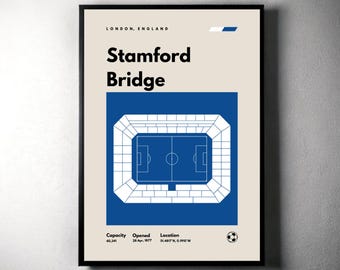Stamford Bridge Stadium Print: Chelsea Football Club, Minimalist Art (Digital Download)