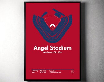 Angel Stadium-poster: moderne honkbalkunst uit het midden van de eeuw (digitale download)