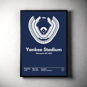 NY Yankees Poster, New York Yankee Stadium Print, Mid Century Modern Baseball Poster, Sports Bedroom Posters, Minimalist Office Wall Art