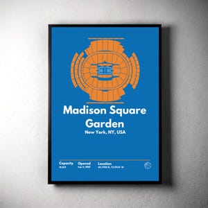 New York Knicks Poster, Madison Square Garden Print, Mid Century Modern Basketball Poster, Sports Bedroom Poster, Minimalist Office Wall Art