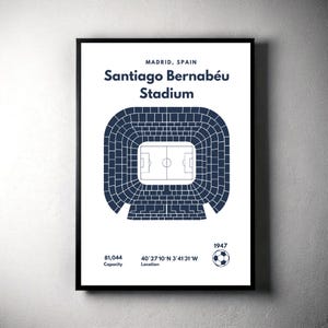 Santiago Bernabéu Stadium Poster: Real Madrid Minimalist Art (Digital Download)