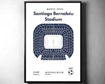 Santiago Bernabéu Stadium Poster: Real Madrid Minimalist Art (Digital Download)