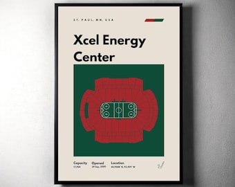 Póster de hockey de Minnesota Wild: Impresión del Xcel Energy Center (descarga digital)