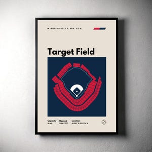 Minnesota Twins Poster, Target Field Stadium Print, Mid Century Modern Baseball Poster, Sports Bedroom Posters, Minimalist Office Wall Art
