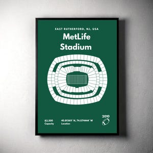New York Jets Poster, NY MetLife Stadium Print, Mid Century Modern Football Poster, Sports Bedroom Posters, Minimalist Office Wall Art,2