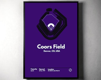 Colorado Rockies Poster, Coors Field Print, MLB Poster, Mid Century Modern Baseball Wall Art, Baseball Gift, Sports Bedroom Posters