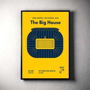 Michigan Stadium Poster: Mid-Century Modern Football Art (Digital Download)