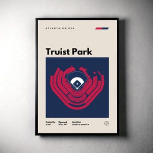 Atlanta Braves Poster, Truist Park Stadium Print, Mid Century Modern Baseball Poster, Sports Bedroom Posters, Minimalist Office Wall Art