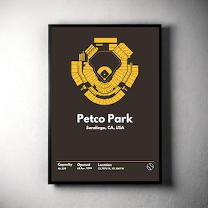 San Diego Padres Poster, Petco Park Stadium Print, Mid Century Modern Baseball Poster, Sports Bedroom Posters, Minimalist Office Wall Art