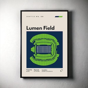 Seattle Seahawks Lumen Field Poster: Mid-Century Modern Stadium Art (Digital Download)