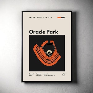 San Francisco Giants Poster, Oracle Park Stadium Print, Mid Century Modern Baseball Poster, Sport Bedroom Decor, Minimalist Office Wall Art