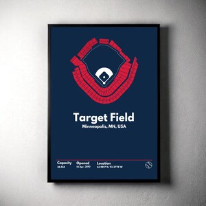 Minnesota Twins Poster, Target Field Stadium Print, Mid Century Modern Baseball Poster, Sports Bedroom Posters, Minimalist Office Wall Art