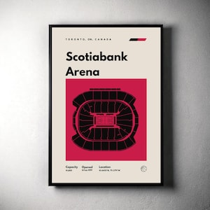 Toronto Raptors Poster, Scotiabank Arena Stadium Print, Mid Century Modern Basketball Posters, Sport Bedroom Art, Minimalist Office Wall Art