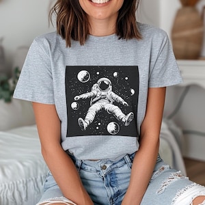 Space Explorer T-Shirt, Astronaut t shirt, space, moon, Astronaut Falling Tee, Galaxy Graphic Shirt, Planets and Stars, Unisex Softstyle Top