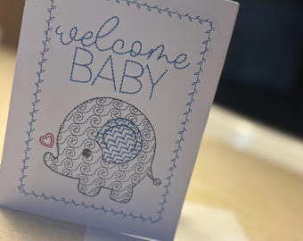 Welcome Baby Card Embroidered