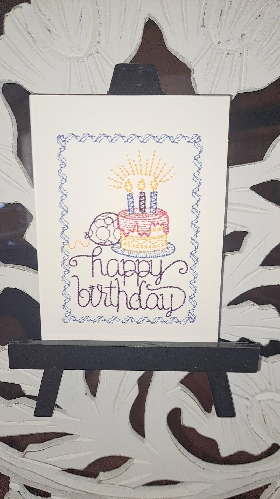 Set of Two Embroidered Birthday Cards