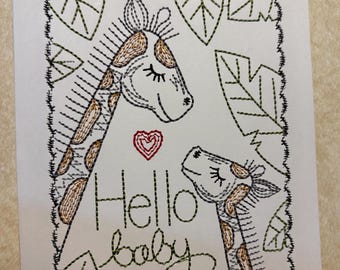 Hello Baby Giraffe Card