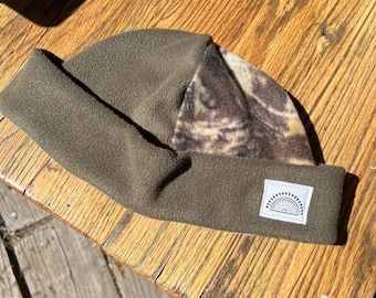 Teeny Fleece Beanie - Camo Real Tree and Green 2 Tone