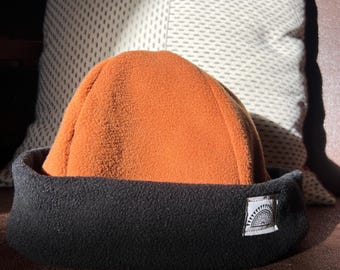 Teeny Fleece Beanie - Camel with Black Cuff