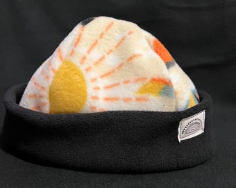 Teeny Fleece Beanie - Sunrise  and Black
