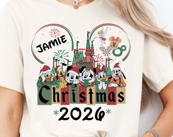 Custom Retro Disney Christmas Shirt, Personalized 2026 Disney Christmas Shirt, Matching Family Disney Christmas Shirt, Disney Trip Christmas