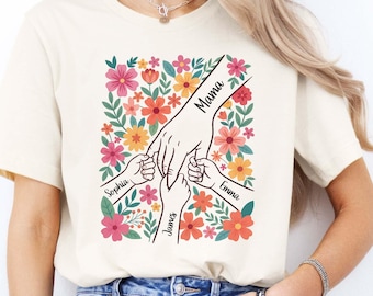 Custom Mom And Kids Shirt, Personalized Mother Daughter Shirt, Floral Mom Gift Shirt, Family Love Shirt, Mother's Day Tee