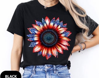 Sunflower USA Flag T-Shirt: 4th of July Patriotic Graphic Tee