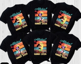 Custom Disney Hawaii Family Trip Shirt, Disney Family Vacation Shirt, Disney Minnie & Mickey Hawaii Shirt, Aloha Hawaii 2026 Family Tee