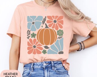 Floral Pumpkin Fall Shirt: Boho Vintage Graphic Tee