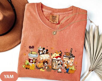 Comfort Colors Disney Pumpkin Latte Shirt, Disney Coffee Shirt, Mickey & Co T-Shirt, Coffee Lover Shirt, Disney Thanksgiving Shirt