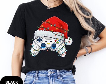 Christmas Gaming Controller Shirt, Christmas Shirt For Men, Gamer Christmas Tee, Christmas Gamer Shirt, Gaming Controller Santa Hat Shirt